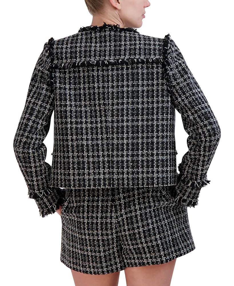 BCBGMAXAZRIA Women's Tall Size Round Neck Long Sleeve Tweed